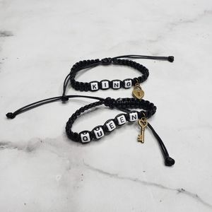 King & Queen braided bracelets with beads